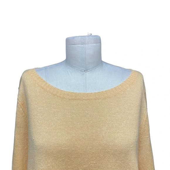 Eileen Fisher‎ Orange Yellow Knit Organic Linen Side Button Sweater Size Medium - Picture 2 of 7